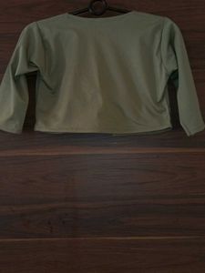 Olive Green Short Jacket For 8 to 10 Years girl.