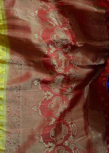 Beautiful Yellow Saree Red Border Silk