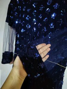Elegant Navy Blue Sequin Dress