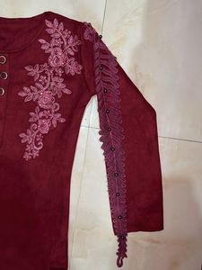 Elegant Maroon Embroidered Kurta