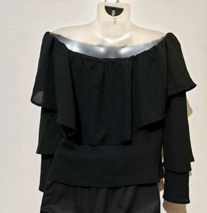 🎄Buy 2, Get 1 Free🎁Black Off-Shoulder Top