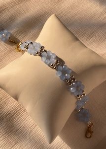 *Handmade* Blue Floral Beaded Bracelet Set
