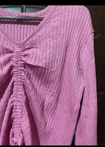 pink Tie Detail Top