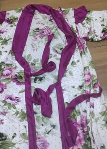 Clovia Magenta Printed Nighty