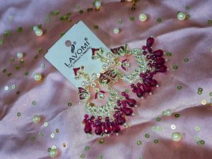 Kundan Earrings Wine Colour