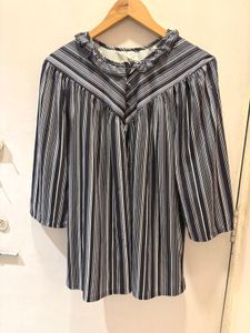 Beautiful Striped Ruffle Neck Top