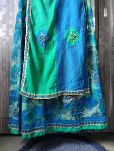 Blue &amp; Green Embellished Anarkali