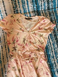 Peachy Pink Wrap Floral Dress