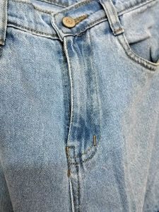 Light Blue High Rise Straight Leg Cargos Jeans