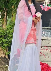 Pink Embroidered Kurta Garara Set