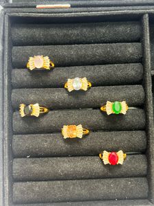 Gemstone Rings - Gold Tone Pack Of 6