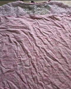 Pink Lace Detail Tee - New with Tags