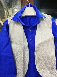 Blue Kurta Pajama With 🤍Jecket For 6 Year Old Boy