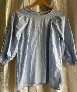 Blue Puff Sleeve Top