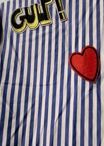 Striped Patch Button-Down Shirt