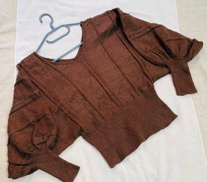 🎁Buy2 Get2 Free Brown Puff Sleeves Knit D