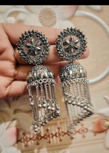 Elegant Silver Jhumka Earrings