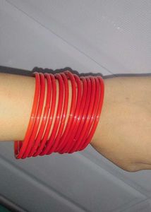 4 Set Of Glass And Velvet Bangles