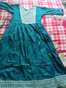 Teal Embroidered Kurta Dress