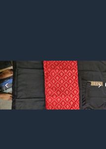 Bunai Branded Black Kurta Set With Red Dupatta