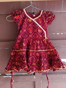 Beautiful Patola Printed Pure Cotton Baby Frock