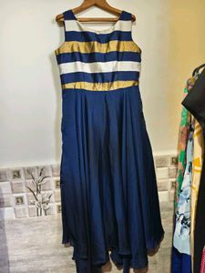 Elegant Blue & Gold Ethnic Gown Large/ XL Size