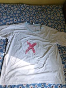 White Tee with Pink Graphic