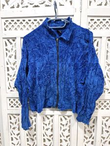 🎀Blue Velvet Zip-Up Jacket D