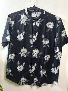Floral Print Black Shirt