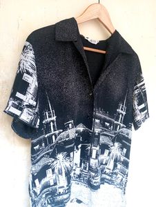 Black Korean Aesthetic Button Up Shirt Top (Women)