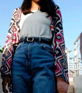 Ikat Print Cotton Scarf Cum Shrug