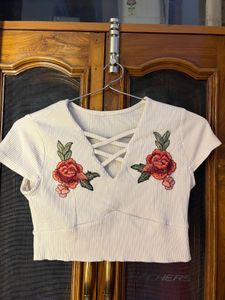 Floral Embroidered Crop Top