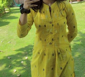 Yellow Printed Kurta
