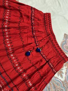 Boho Chic Red Patterned Skirt