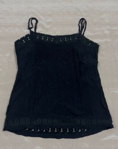 Black Lace-Trim Camisole Top