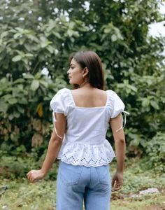 White Peplum Top