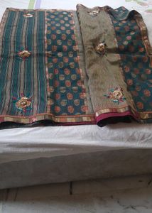 Designer Supernet Saree With Stitched Blouse