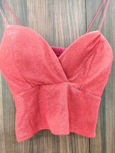 Red Glitter Bralette Top