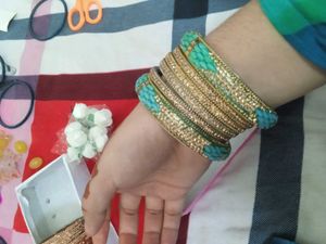 Teal & Gold Bangle Set