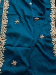 Teal Embroidered Salwar Suit Material