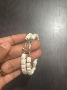 White Geometric Hoop Earrings