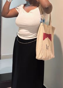 White Top And Black Skirt Full Length Combo