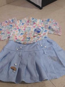 Cute Floral Denim Dress