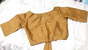 Golden Blouse with Bow Back Design 🎀