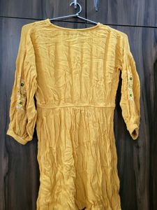 Yellow Embroidered Tunic Dress