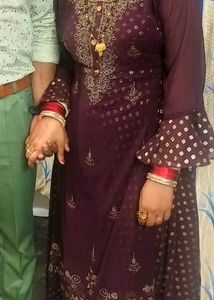 Elegant Brown Embroidered Gown