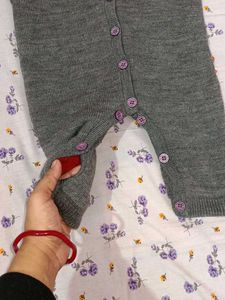 Unisex Grey Wollen Onesie With Hoodie