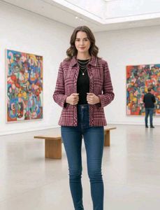 shimmer Chic Plaid Jacket