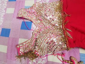 Beautiful Women Pink Heavy Mirror Gown Without Pot