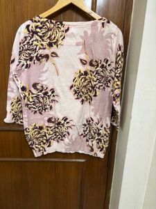 NEXT Floral Print Three Quarter Sleeve Top